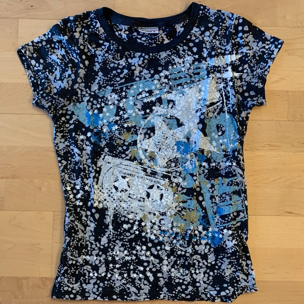 Vintage Burnout Tee Dark Grey Splatter Star Design